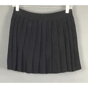 Daisy Skirt Womens L Black Pleated Knit Micro Elastic Waist Brief Lined Flirty